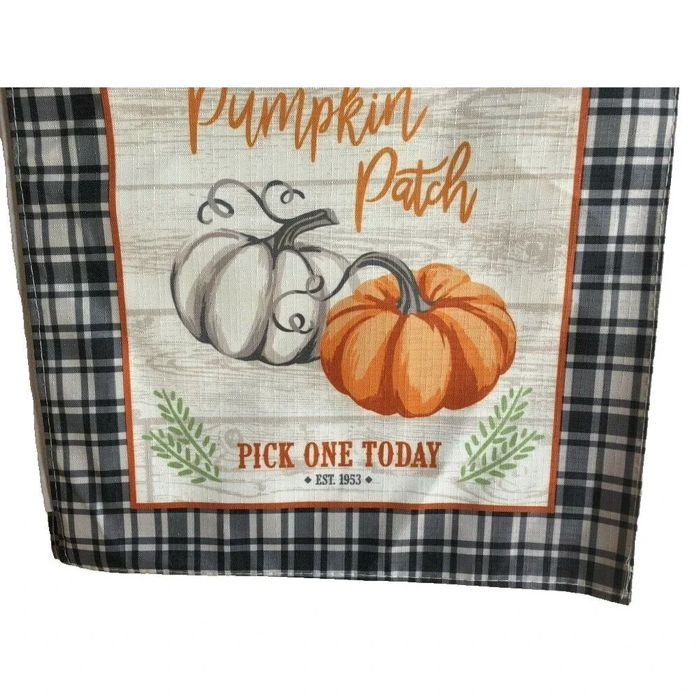 Pumpkin Patch Table Runner Thanksgiving Fall Black Buffalo Plaid Trim 13x72